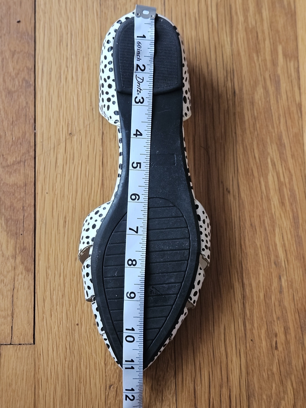 Size 12 Black & White Polka Dot Pointed Toe | Chic Slip-On Flats - Picture 7 of 10